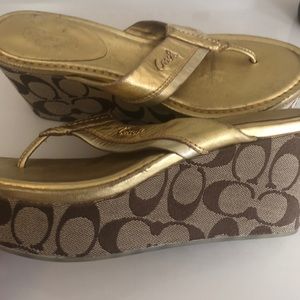 Authentic Coach gold wedges